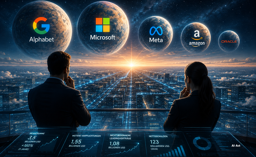 Namen der Unternehmen als Planeten am Himmel 